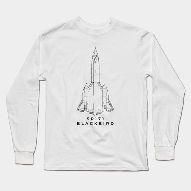 SR-71 Blackbird Long Sleeve T-Shirt by BodinStreet